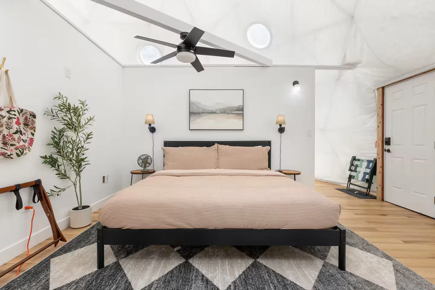 King bed inside the dome